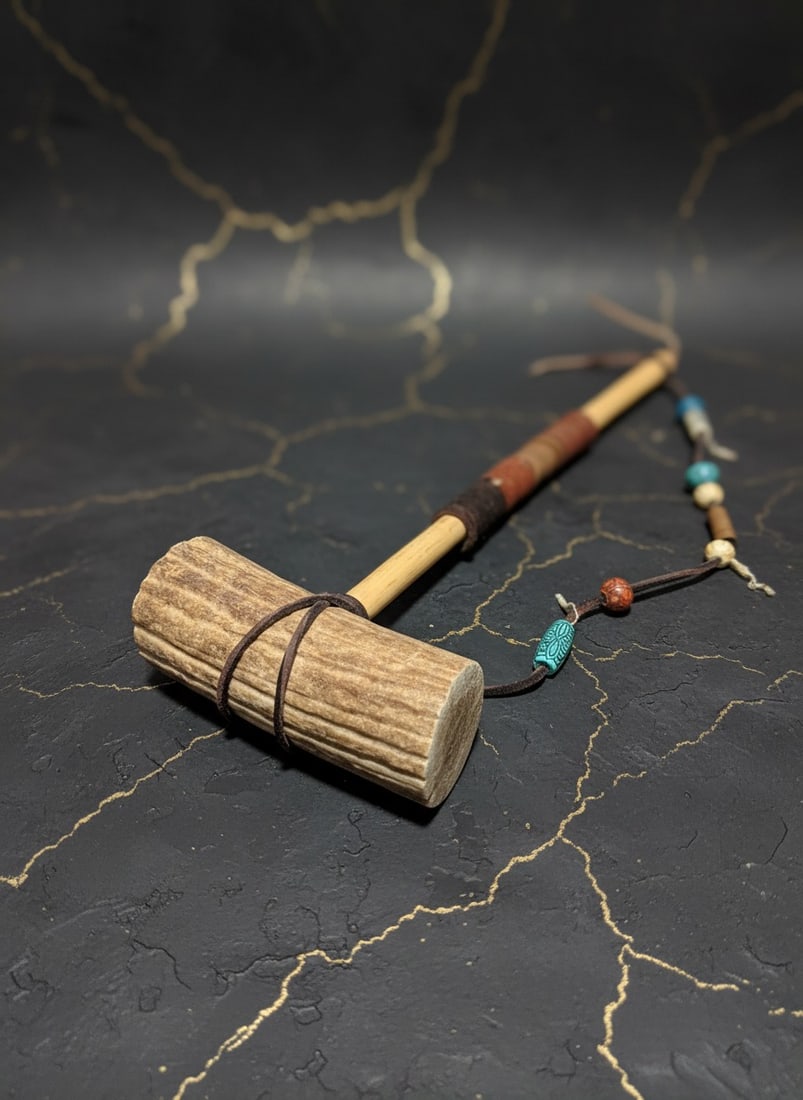 15" Handcrafted Stone Tribal Tomahawk Decorative Indian Ceremonial Club - 7