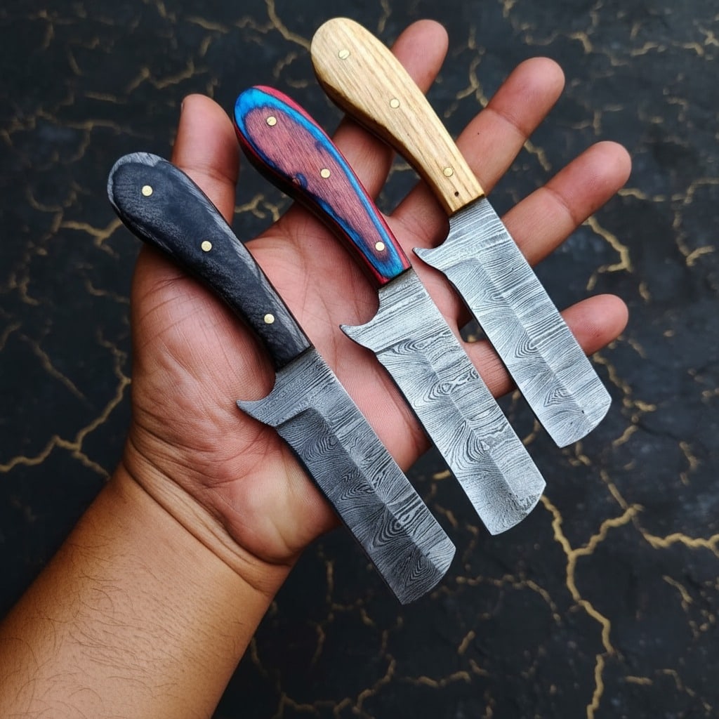 20pc Damascus Steel 6" Hunting Bull Cutter Knife Set Hand Forged W/ Sheaths - 2
