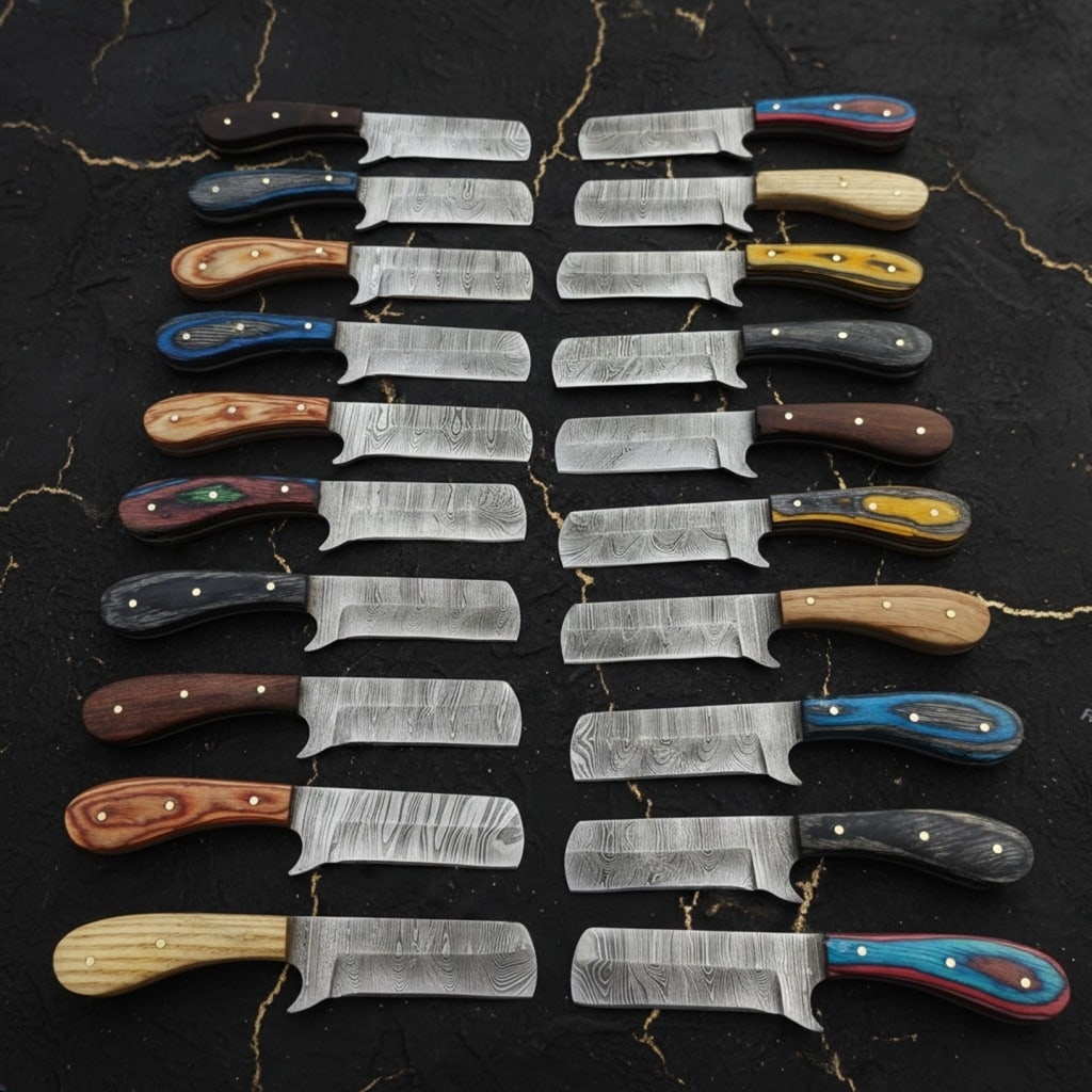20pc Damascus Steel 6" Hunting Bull Cutter Knife Set Hand Forged W/ Sheaths - 3