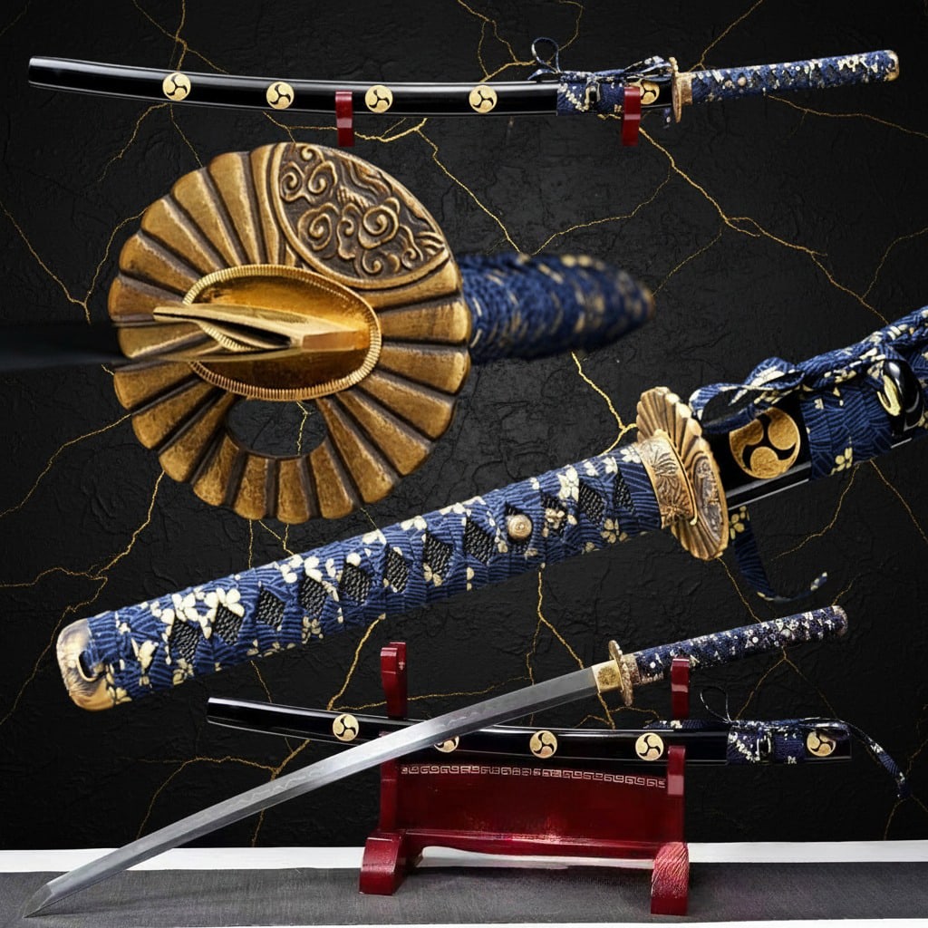Hand-Forged T10 Steel Katana Clay Tempered Full Tang Samurai Blade Brass (1 of 9)