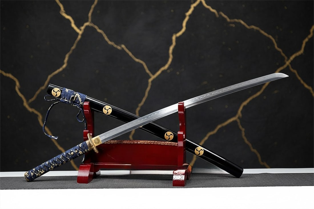 Hand-Forged T10 Steel Katana Clay Tempered Full Tang Samurai Blade Brass - 2