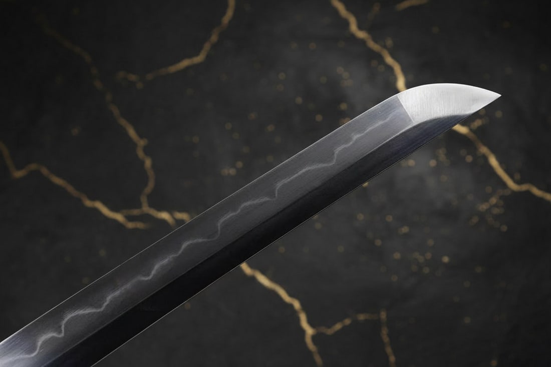 Hand-Forged T10 Steel Katana Clay Tempered Full Tang Samurai Blade Brass - 6
