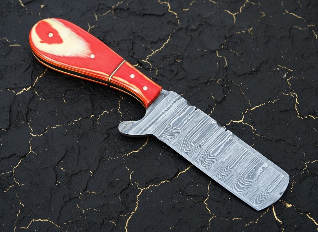 Hand-Forged 8" Damascus Steel Skinner Hunting Knife Custom Patterned Blade - 3