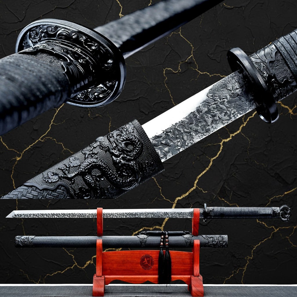 40" Hand-Forged 9260 Spring Steel Ninja Sword, Sharp Straight Ninjato (1 of 12)