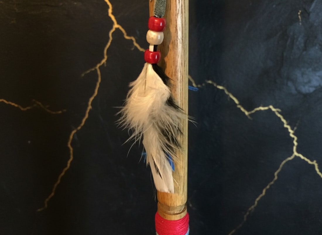 Handmade Vintage Native American Stone Head War Club Tomahawk Folk Art - 5