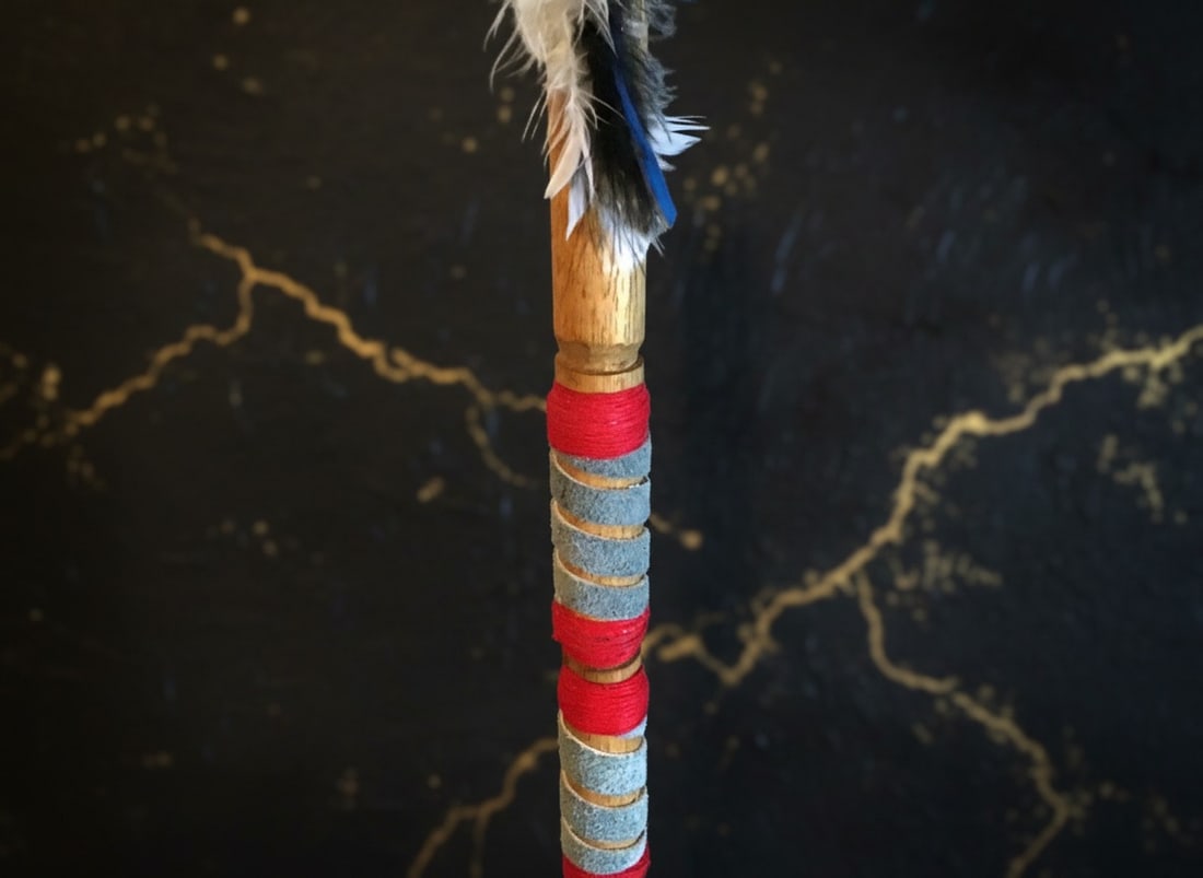 Handmade Vintage Native American Stone Head War Club Tomahawk Folk Art - 6