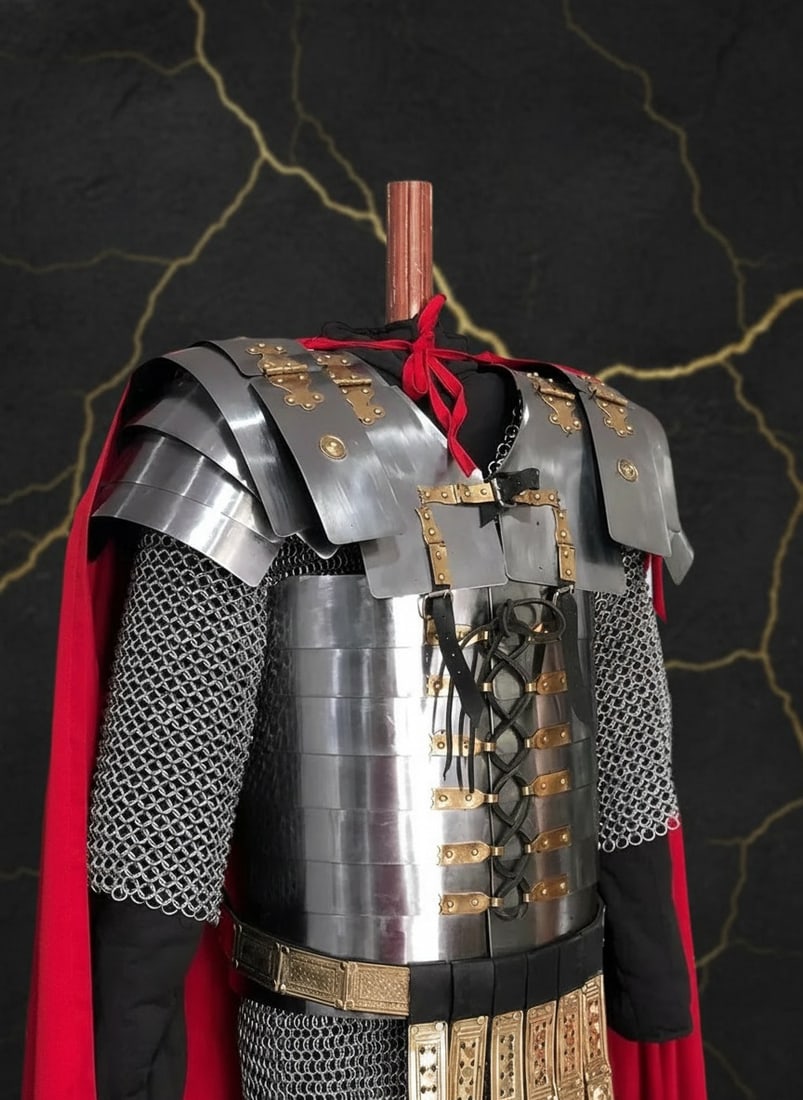 Ancient Roman Lorica Segmentata Armor Set with Cingulum Belt and Centurion Helm - 2