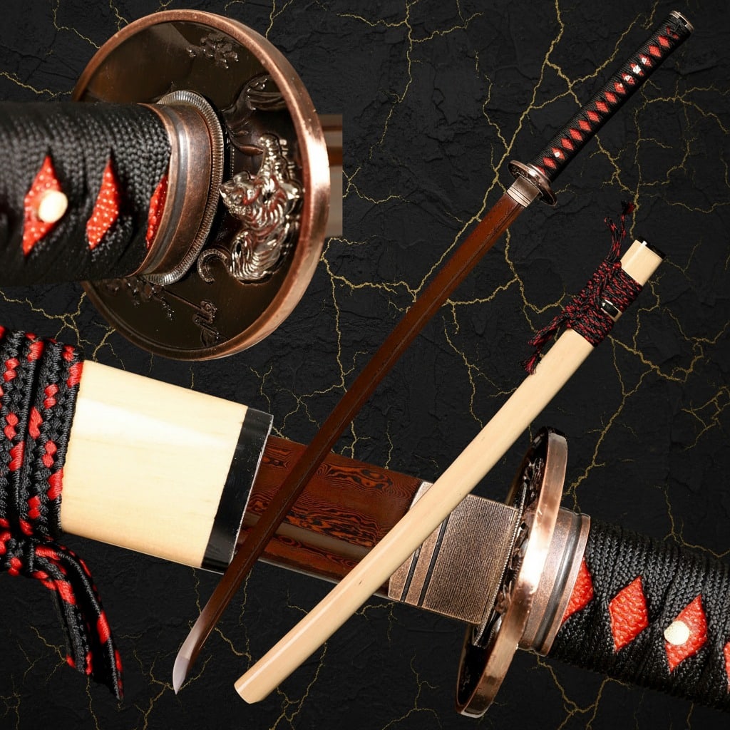 Hand-Forged Crimson Damascus Steel Samurai Katana Full Tang Japanese Sword: Title:Hand-Forged Crimson Damascus Steel Samurai Katana Full Tang Japanese Sword Description:This fully functional, battle-ready katana is expertly crafted for those who value high-performance blades.