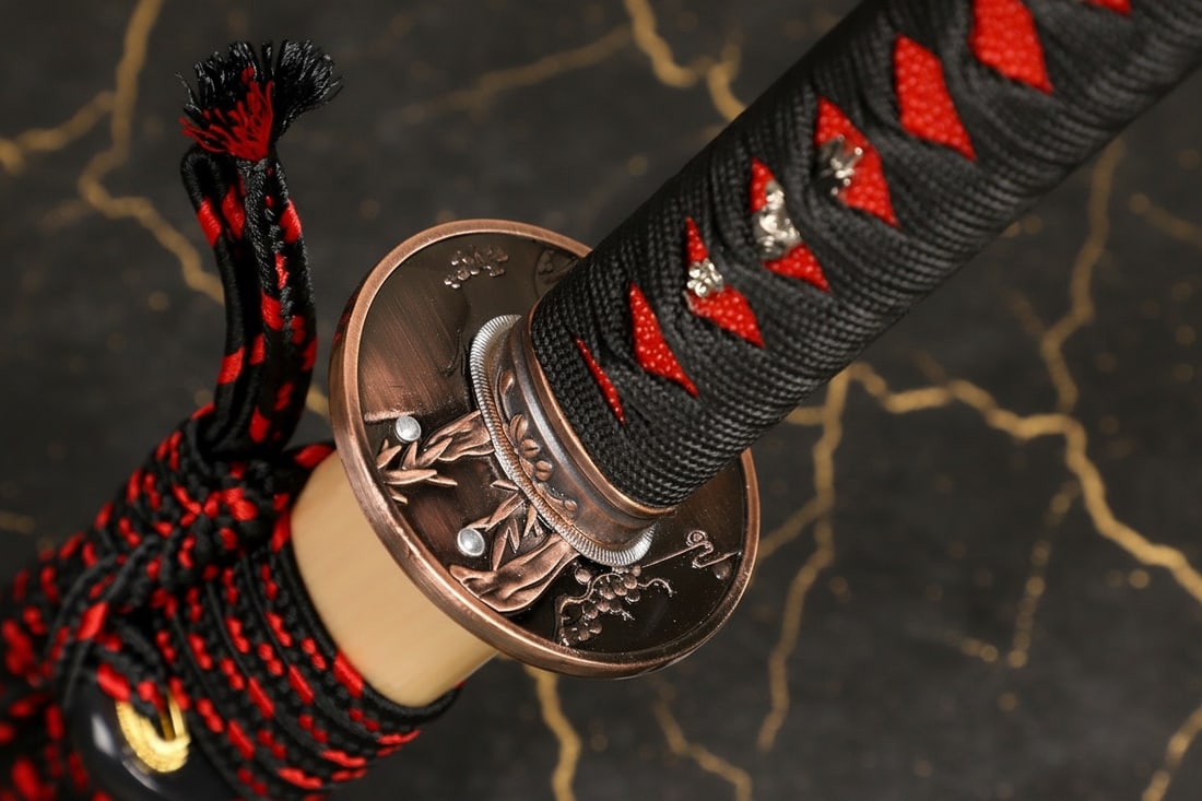Hand-Forged Crimson Damascus Steel Samurai Katana Full Tang Japanese Sword - 2