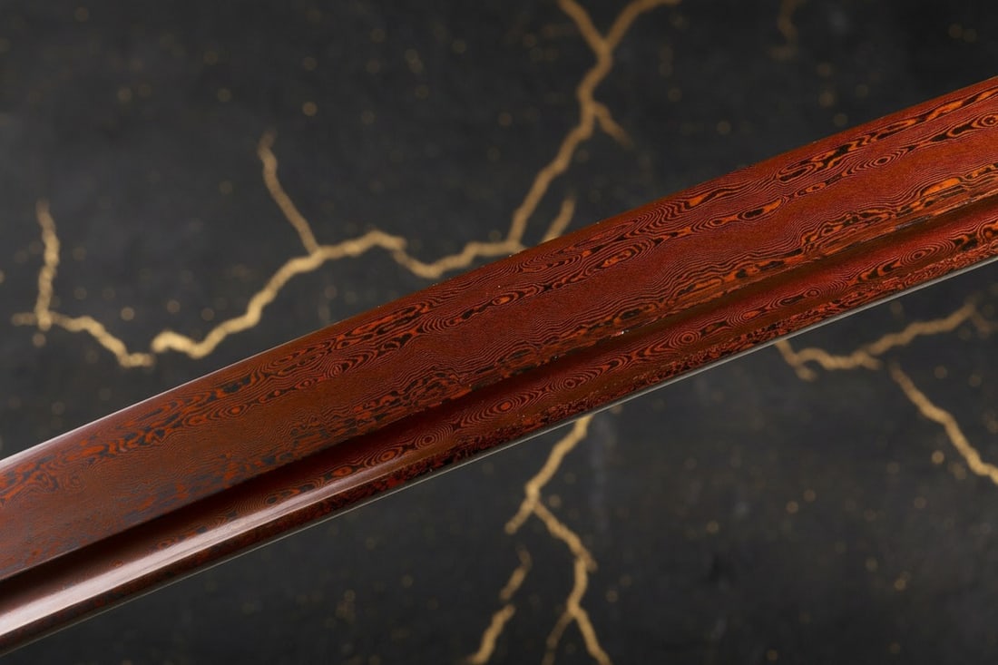 Hand-Forged Crimson Damascus Steel Samurai Katana Full Tang Japanese Sword - 4