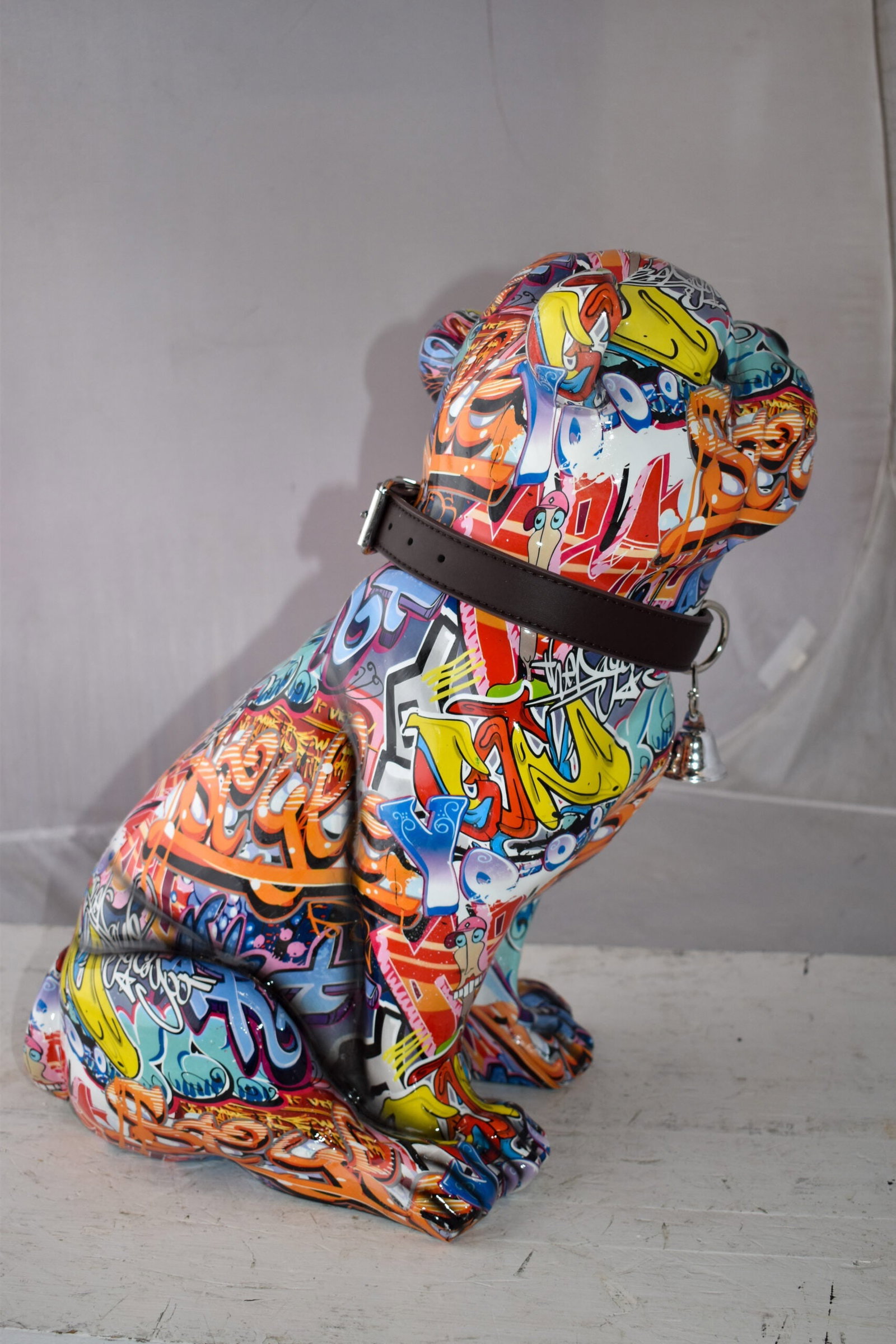 French Bulldog Painted with Graffiti Colors Resin Statue Size: 18" x 11" x 19"H - 10