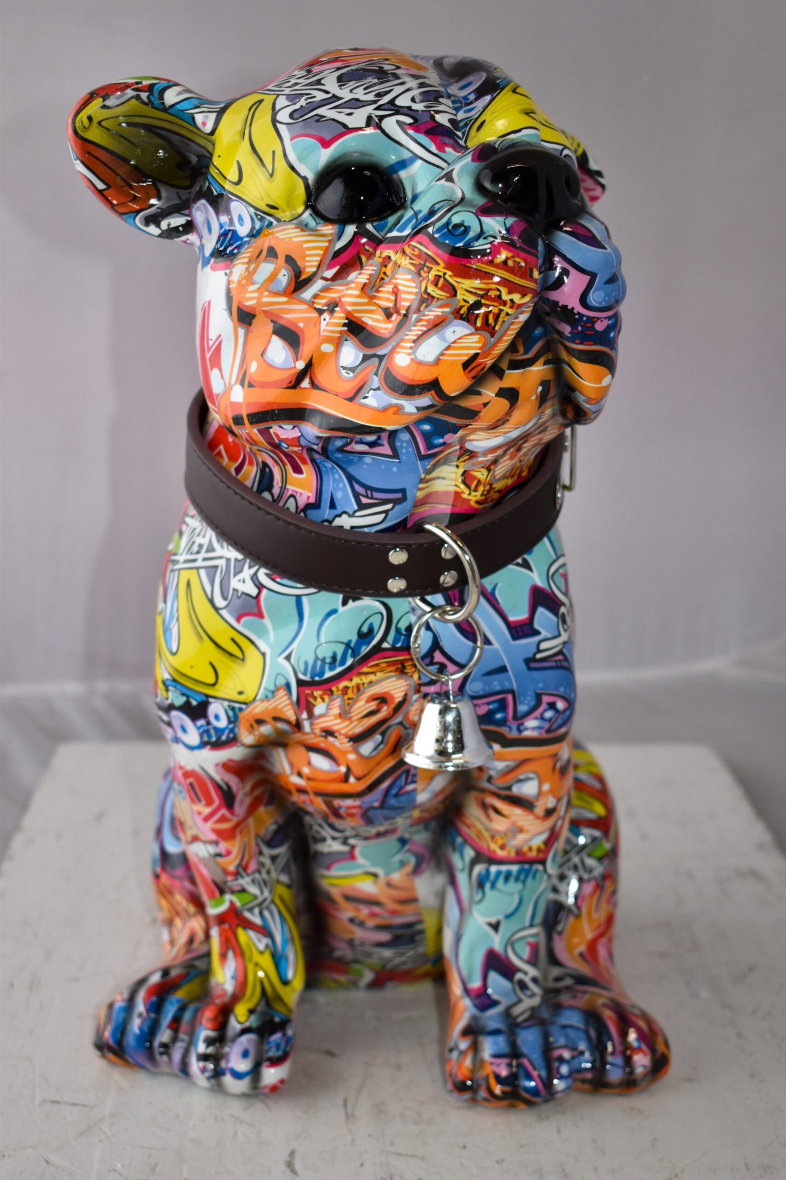 French Bulldog Painted with Graffiti Colors Resin Statue Size: 18" x 11" x 19"H - 3