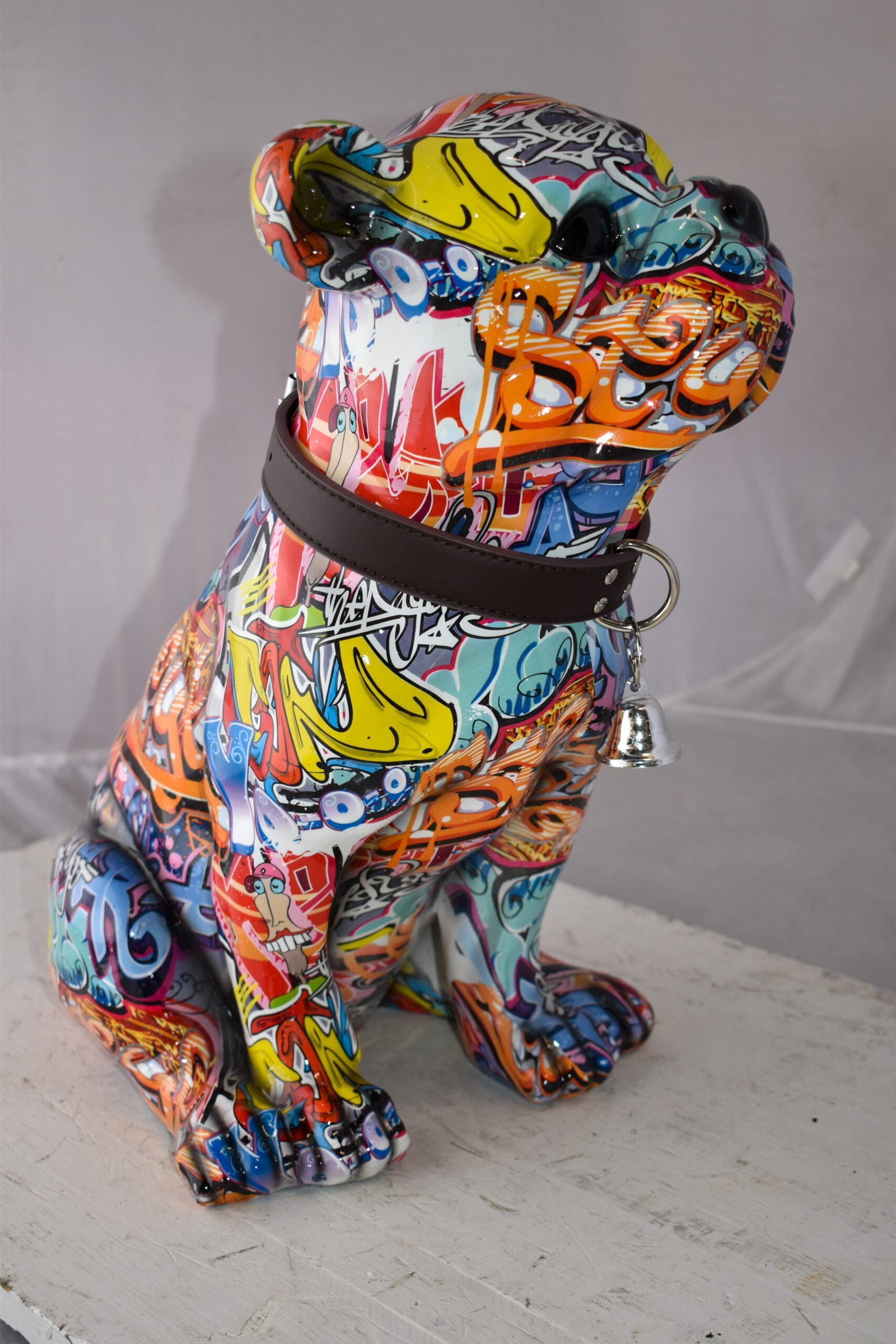French Bulldog Painted with Graffiti Colors Resin Statue Size: 18" x 11" x 19"H - 4