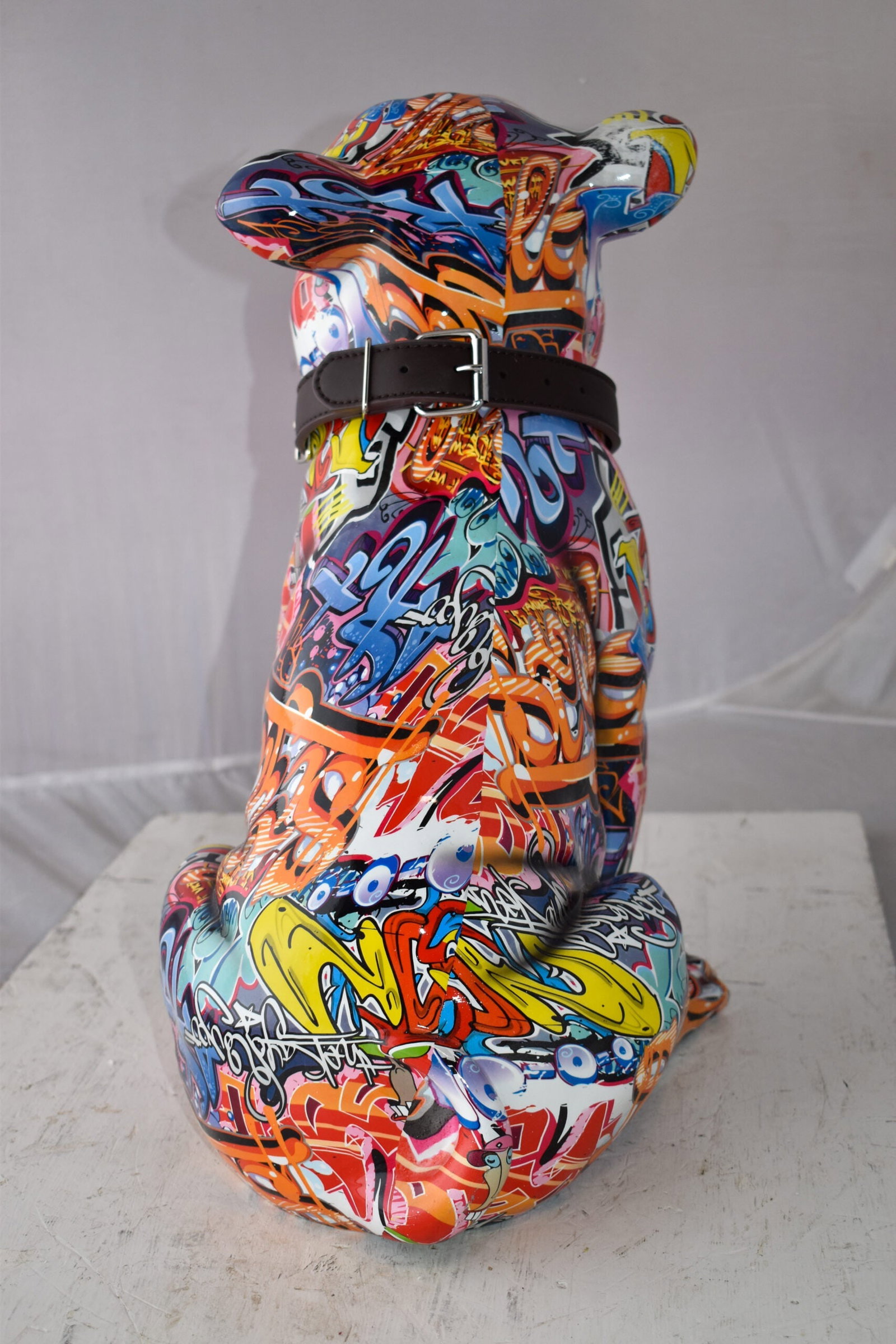 French Bulldog Painted with Graffiti Colors Resin Statue Size: 18" x 11" x 19"H - 6