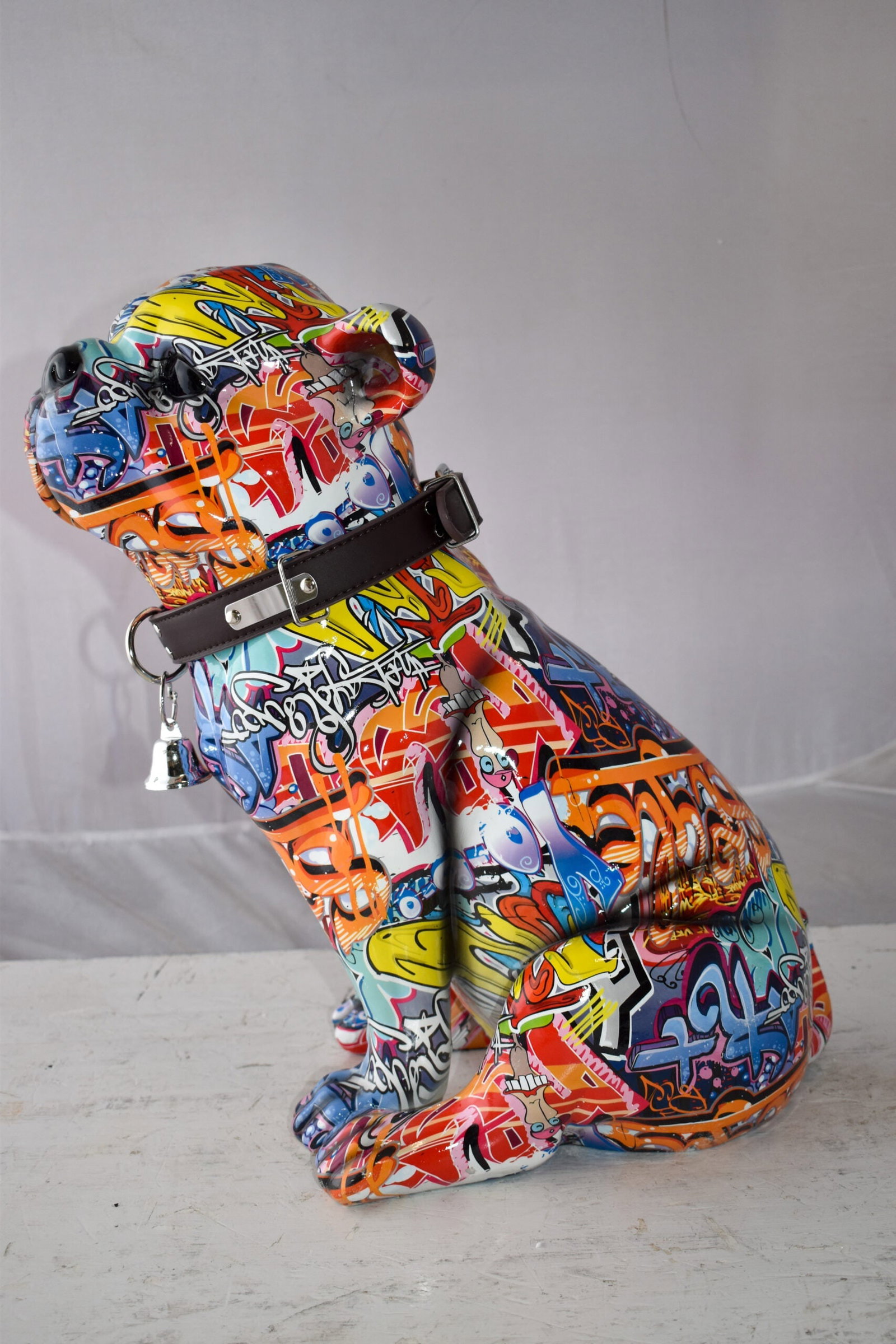 French Bulldog Painted with Graffiti Colors Resin Statue Size: 18" x 11" x 19"H - 8