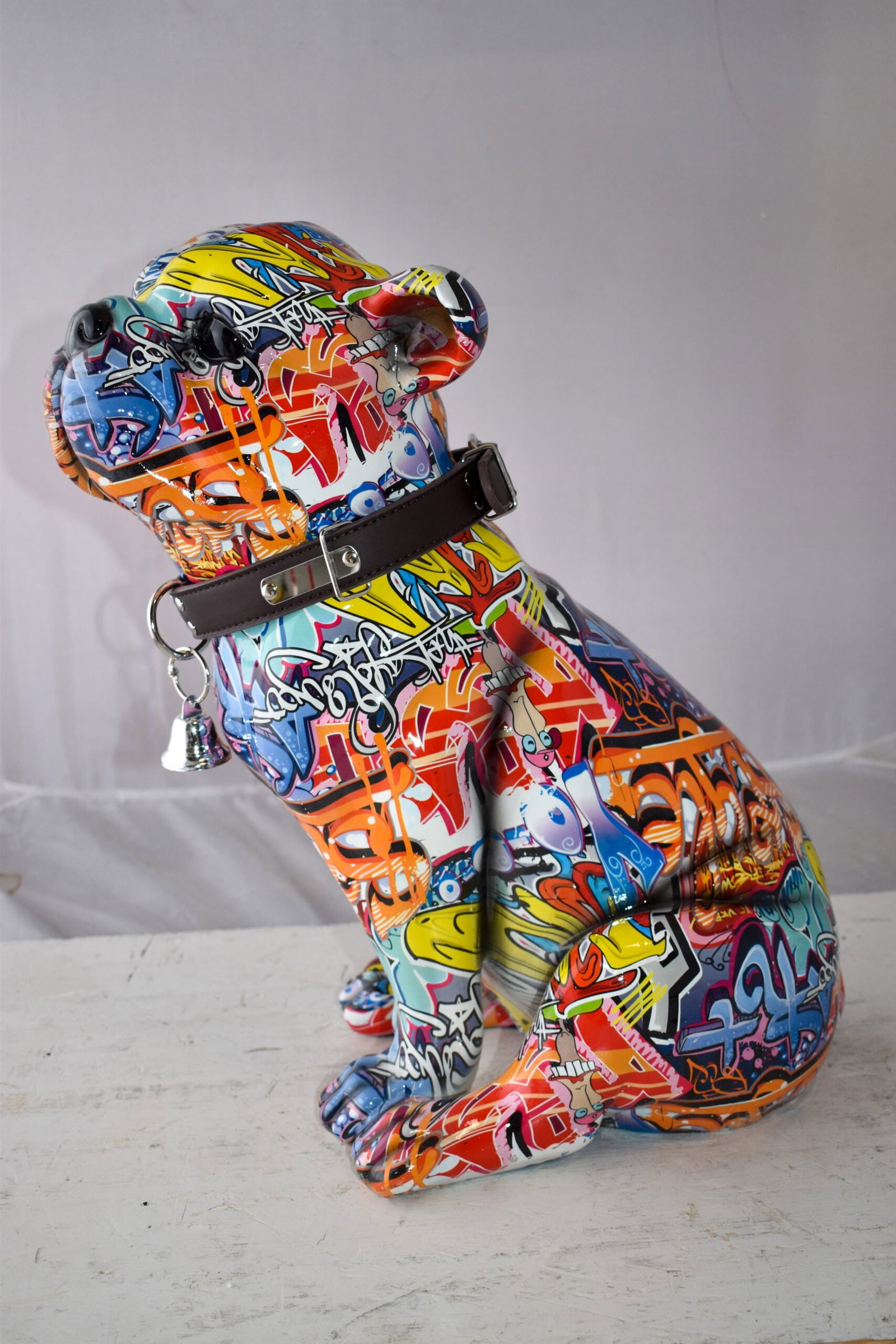 French Bulldog Painted with Graffiti Colors Resin Statue Size: 18" x 11" x 19"H - 9
