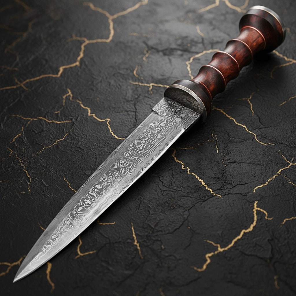 Handcrafted Damascus Steel Gladiator Dagger Cocobolo Wood Handle Short Sword (1 of 5)