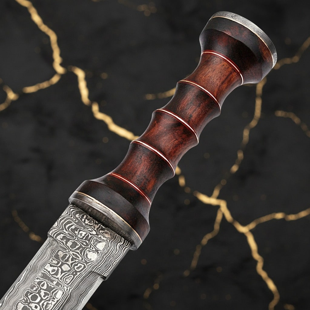 Handcrafted Damascus Steel Gladiator Dagger Cocobolo Wood Handle Short Sword - 4