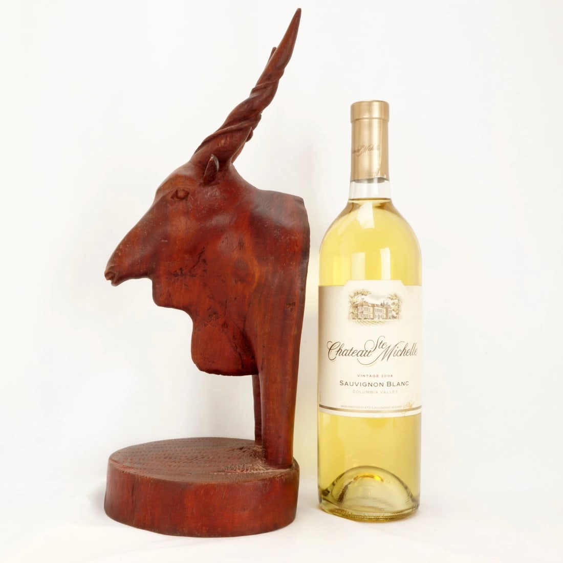 Single Large African Antelope Wood Bookend - 2