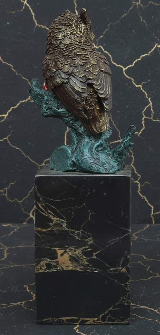 Handcrafted Multicolored Bronze Owl Statue Artistic Desktop Figurine - 3