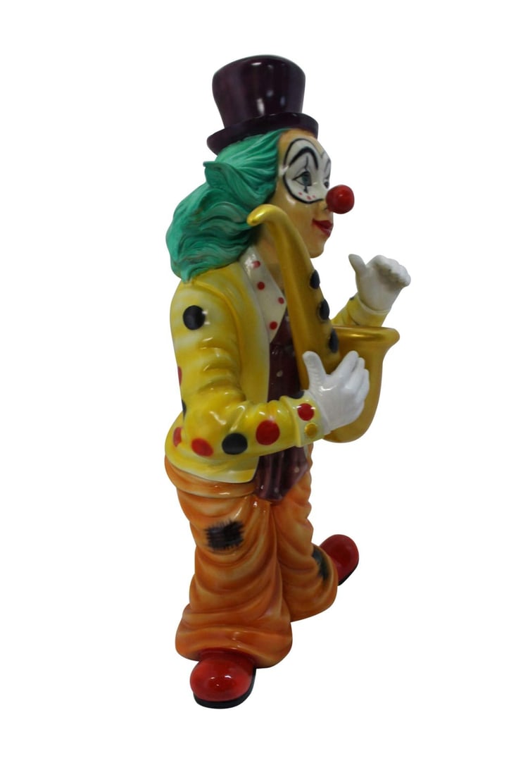 Clown Standing with Saxophone Bronze Statue - Size: 20"L x 15"W x 36"H. - 3