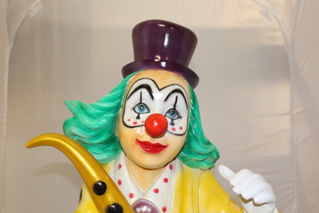 Clown Standing with Saxophone Bronze Statue - Size: 20"L x 15"W x 36"H. - 6