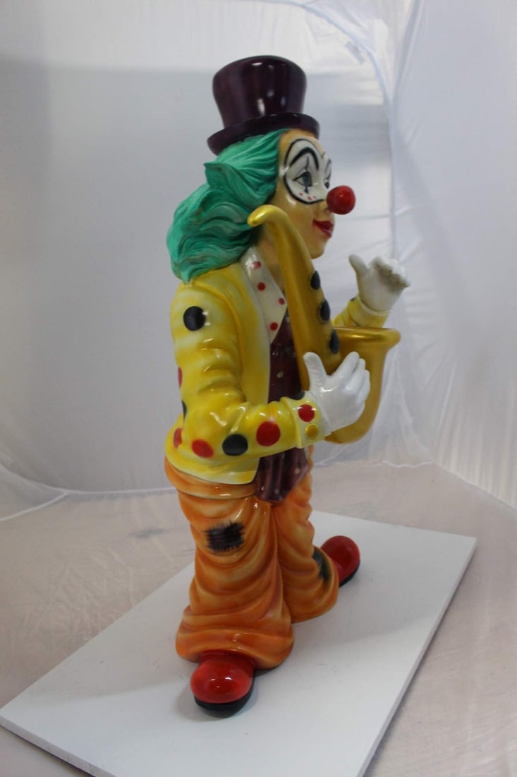 Clown Standing with Saxophone Bronze Statue - Size: 20"L x 15"W x 36"H. - 7