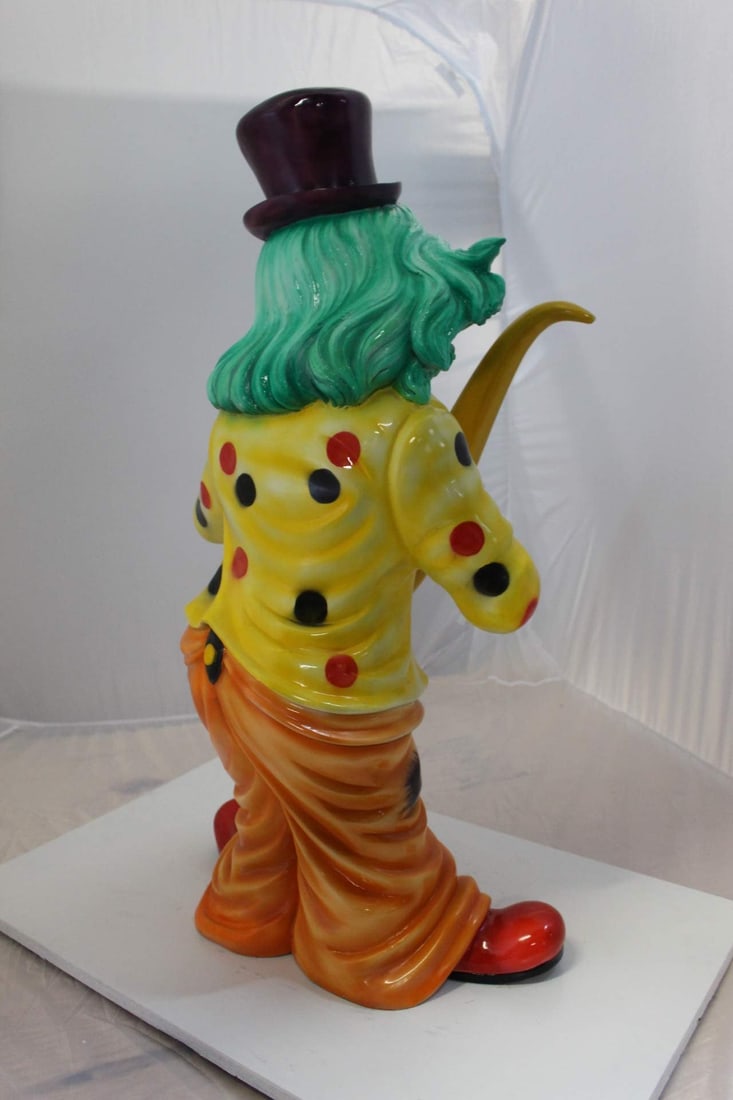 Clown Standing with Saxophone Bronze Statue - Size: 20"L x 15"W x 36"H. - 9