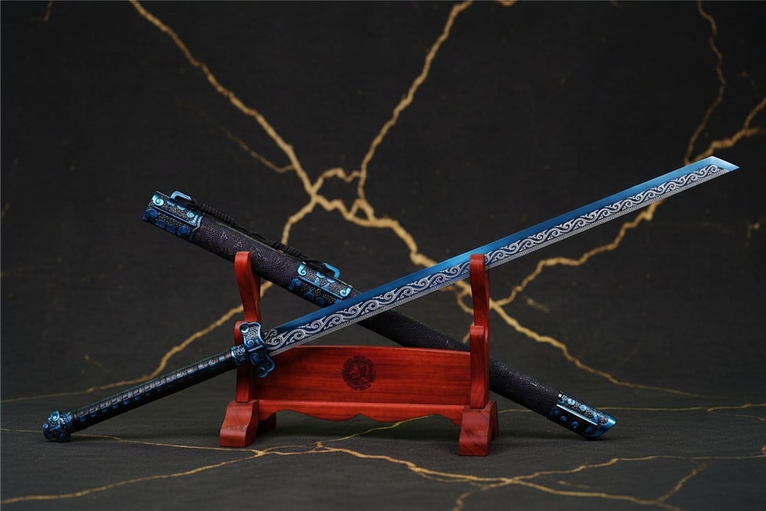 Hand-Forged 1095 Steel Ninja Katana Functional Straight Japanese Broadsword - 14