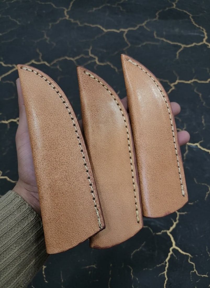 60pc Damascus Steel Utility Knife Set Full Tang Blades w/ Leather Sheaths - 13