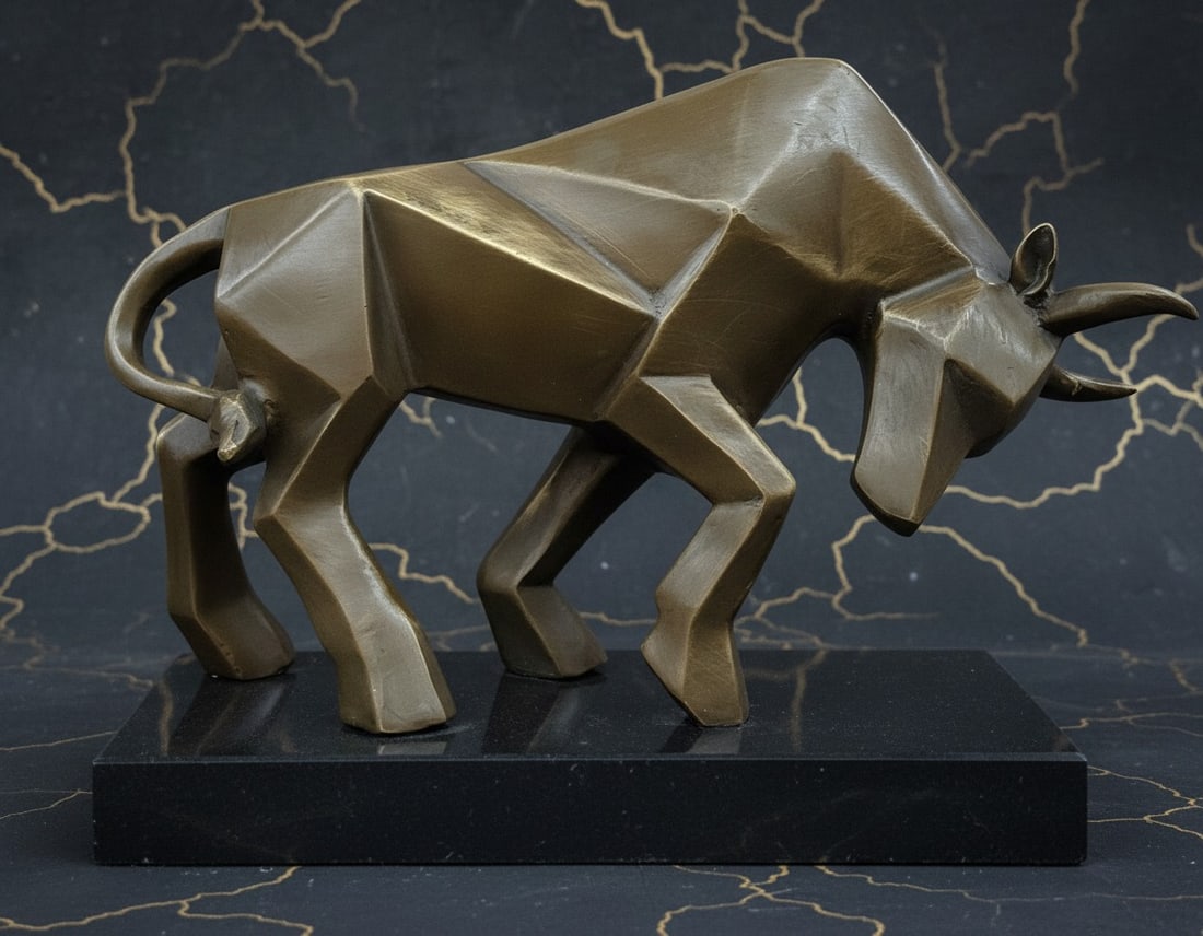Large Abstract Bronze Bull Statue Mid-Century Modern Office Art Sculpture: Title:Large Abstract Bronze Bull Statue Mid-Century Modern Office Art Sculpture Description:This stunning abstract bull sculpture captures the raw energy and dynamic power of this majestic animal. Han