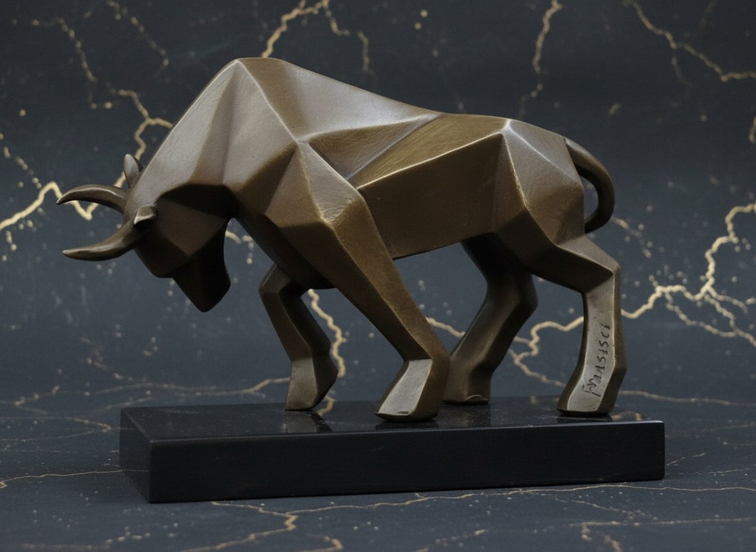 Large Abstract Bronze Bull Statue Mid-Century Modern Office Art Sculpture - 2