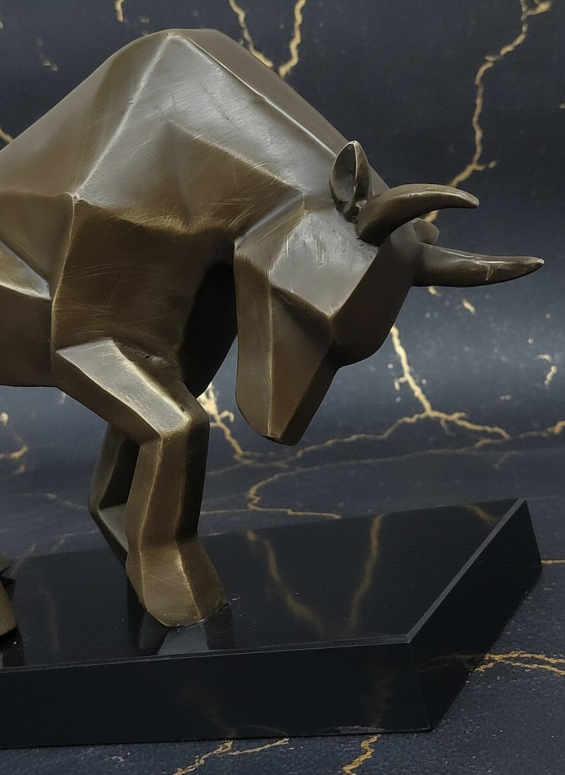 Large Abstract Bronze Bull Statue Mid-Century Modern Office Art Sculpture - 3
