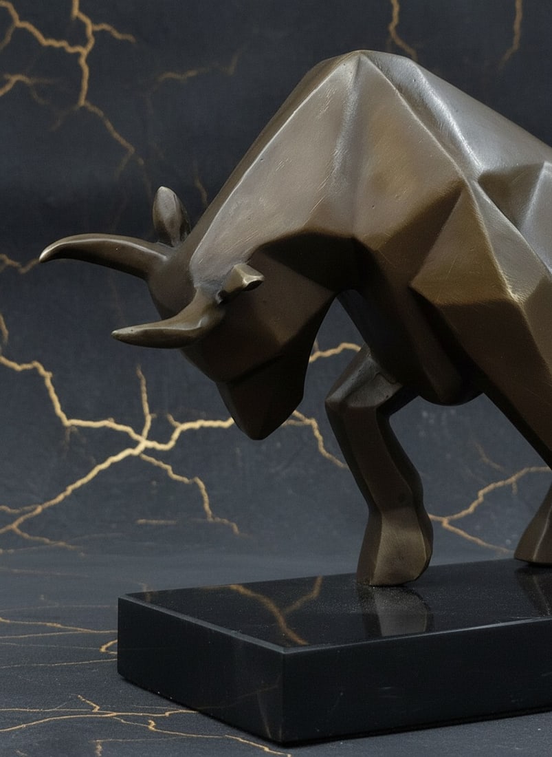 Large Abstract Bronze Bull Statue Mid-Century Modern Office Art Sculpture - 4