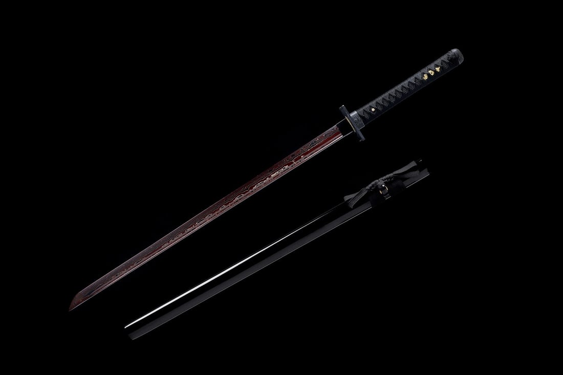 Hand-Forged Damascus Steel Ninjato Black Dragon Japanese Samurai Sword - 13