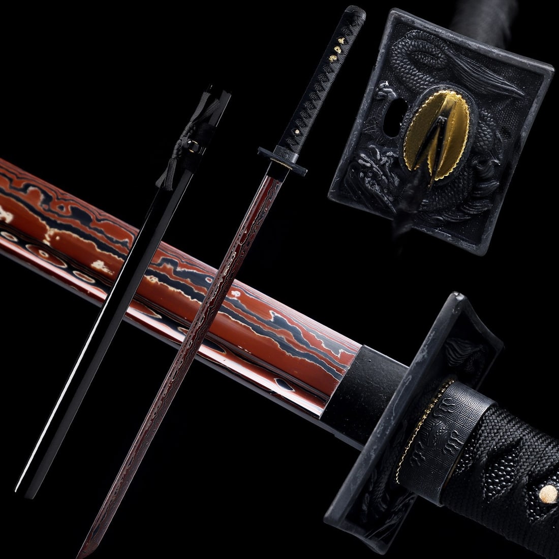 Hand-Forged Damascus Steel Ninjato Black Dragon Japanese Samurai Sword: Title:Hand-Forged Damascus Steel Ninjato Black Dragon Japanese Samurai Sword Description:This handmade, fully functional katana is expertly crafted for training, cutting practice, or display. Featurin