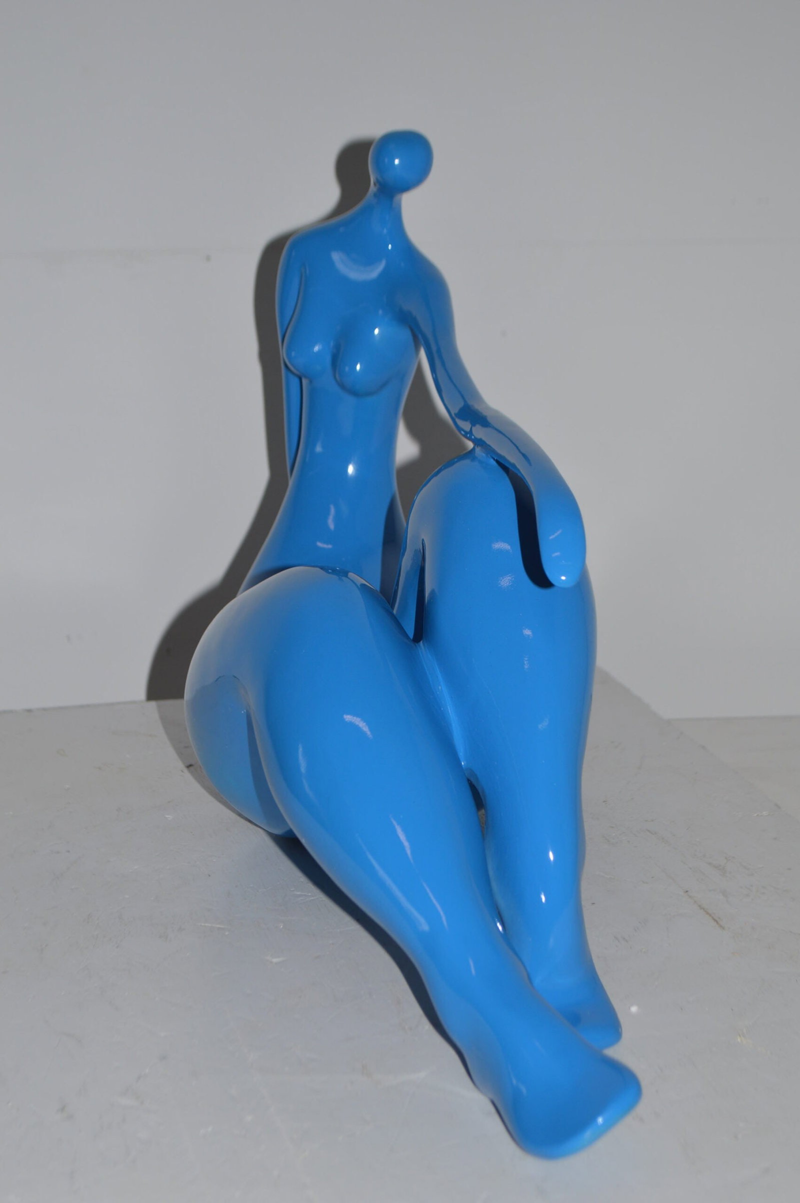 Modern Art Light Blue Woman on the Beach Resin Statue - Versatile Decorative Piece - 28"L x 8"W x - 10
