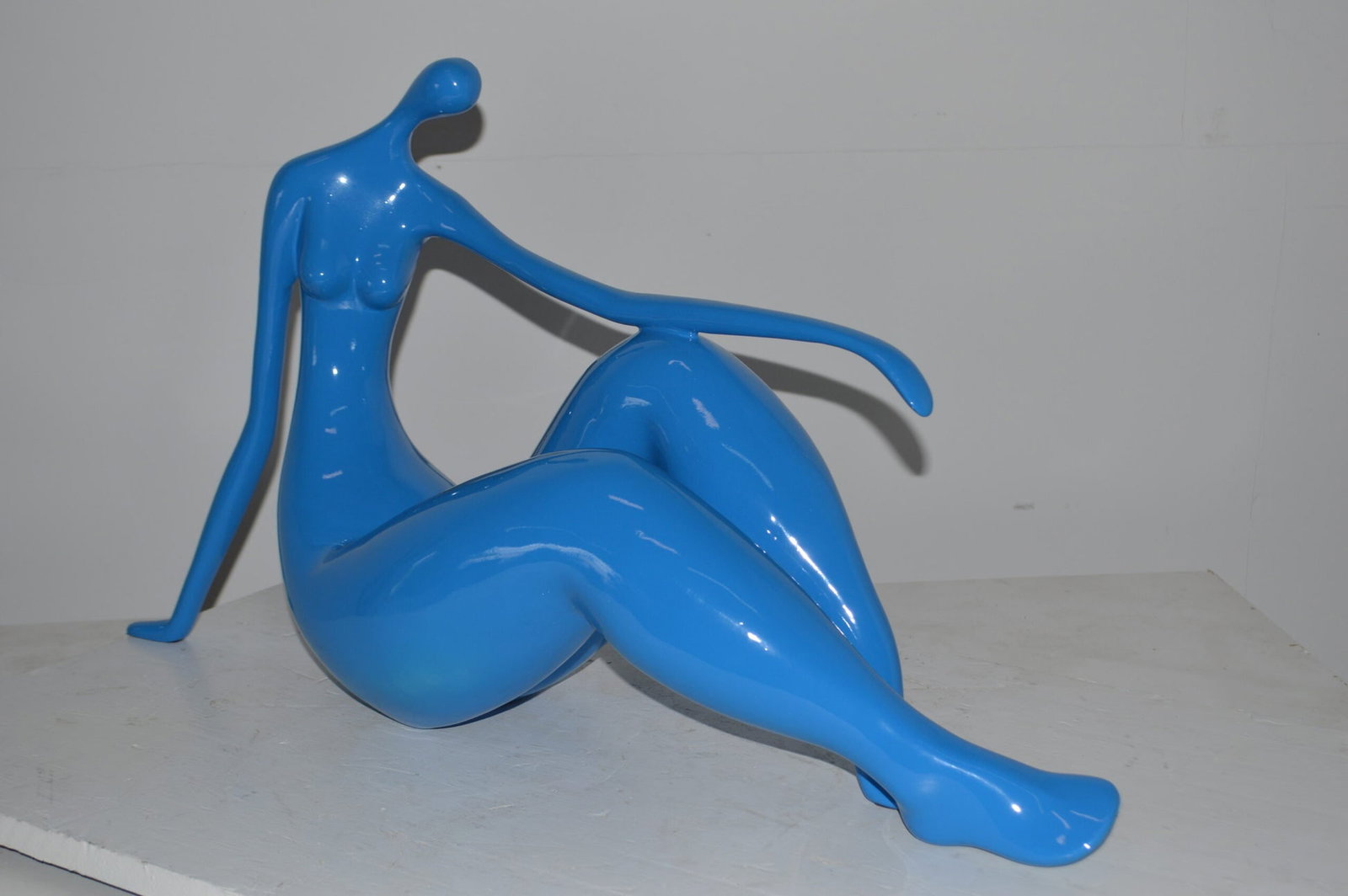 Modern Art Light Blue Woman on the Beach Resin Statue - Versatile Decorative Piece - 28"L x 8"W x - 11