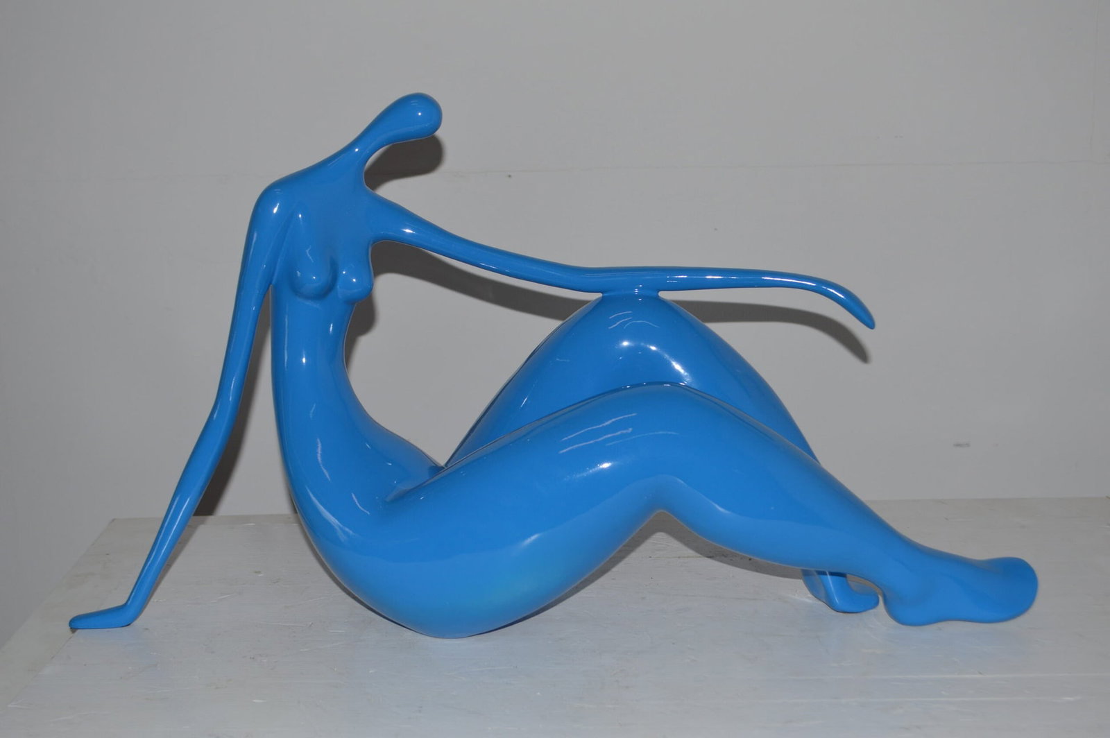 Modern Art Light Blue Woman on the Beach Resin Statue - Versatile Decorative Piece - 28"L x 8"W x - 2