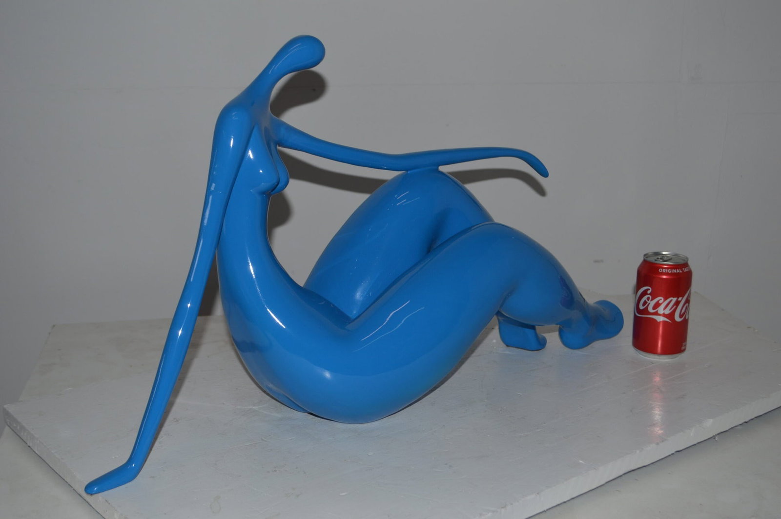 Modern Art Light Blue Woman on the Beach Resin Statue - Versatile Decorative Piece - 28"L x 8"W x - 3