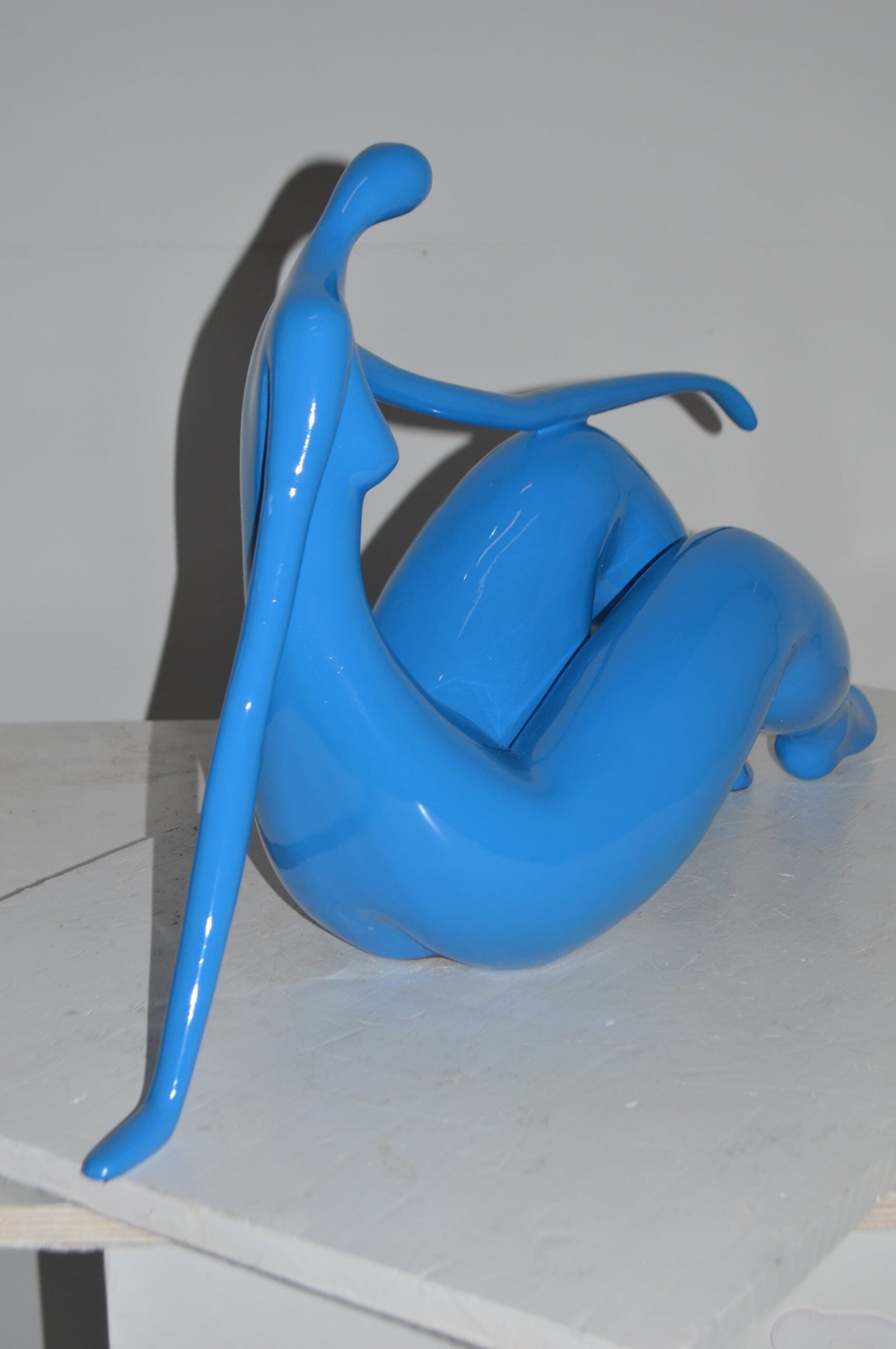 Modern Art Light Blue Woman on the Beach Resin Statue - Versatile Decorative Piece - 28"L x 8"W x - 4