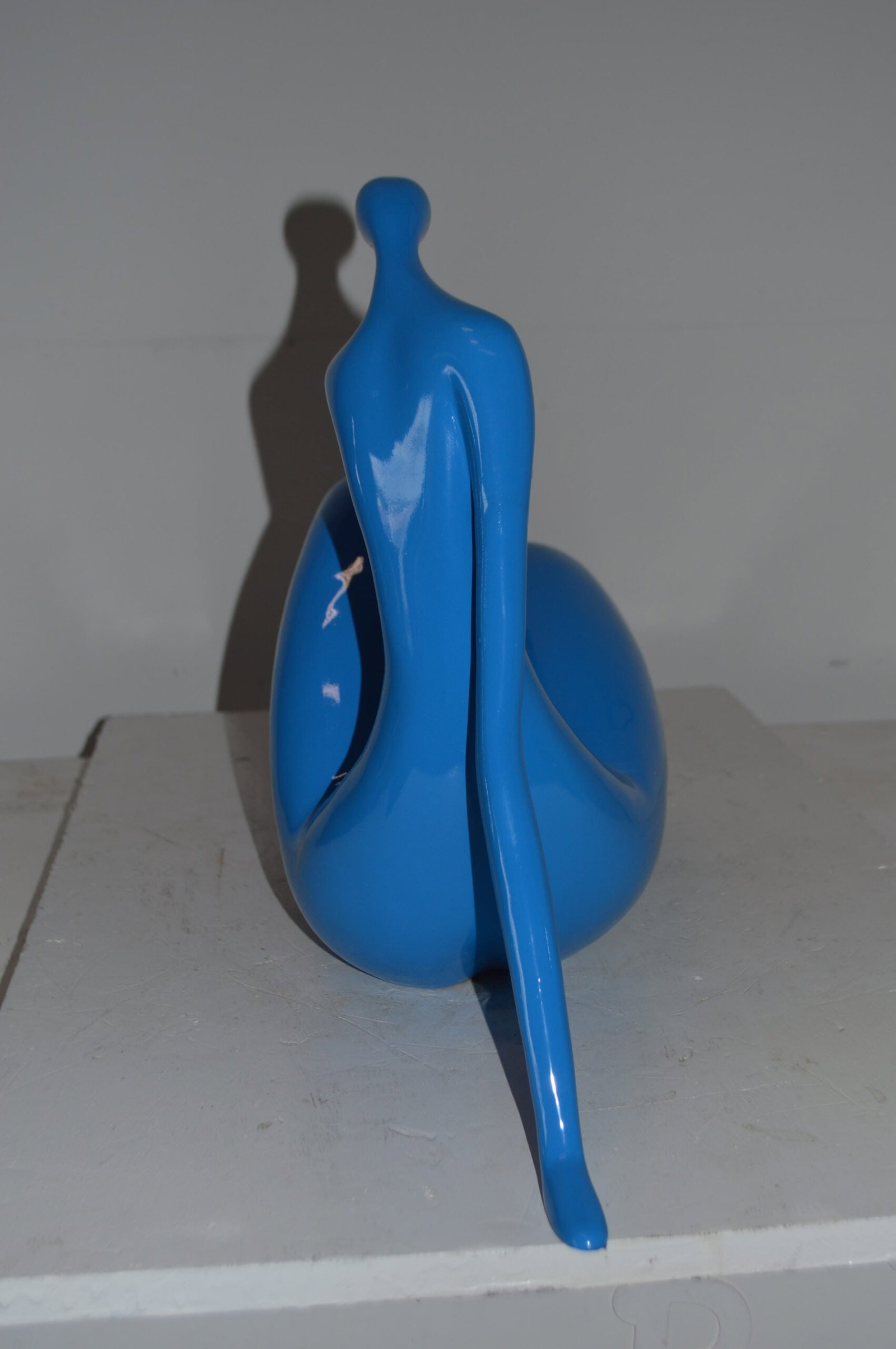 Modern Art Light Blue Woman on the Beach Resin Statue - Versatile Decorative Piece - 28"L x 8"W x - 5