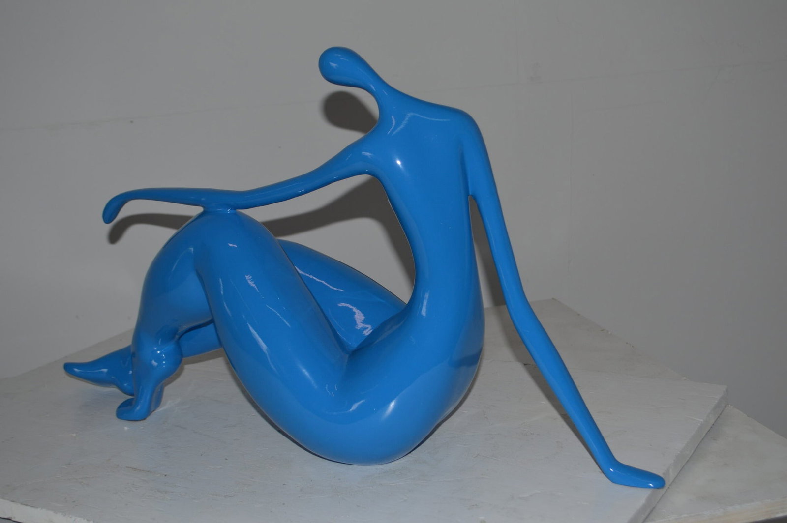 Modern Art Light Blue Woman on the Beach Resin Statue - Versatile Decorative Piece - 28"L x 8"W x - 6