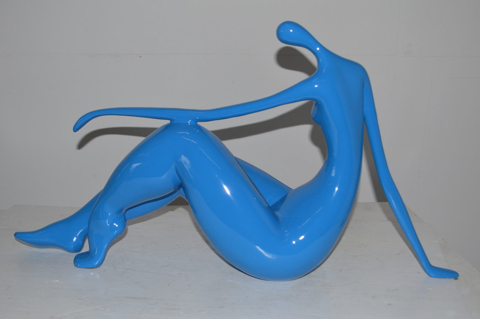 Modern Art Light Blue Woman on the Beach Resin Statue - Versatile Decorative Piece - 28"L x 8"W x - 7