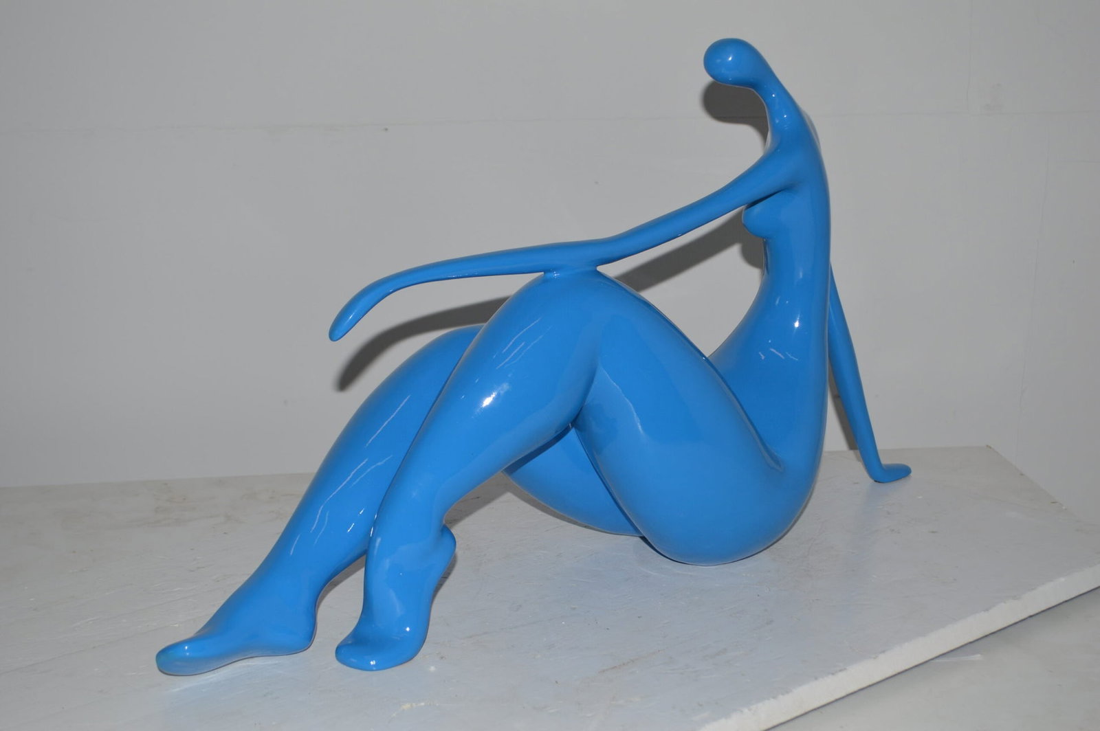 Modern Art Light Blue Woman on the Beach Resin Statue - Versatile Decorative Piece - 28"L x 8"W x - 8