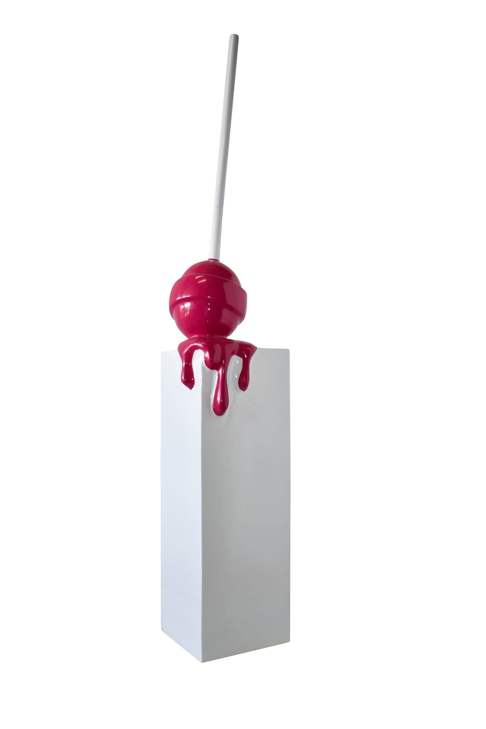 Red Lollipop Mounted on A White Pedestal Resin Statue Size: 10" x 10" x 59"H (1 of 9)