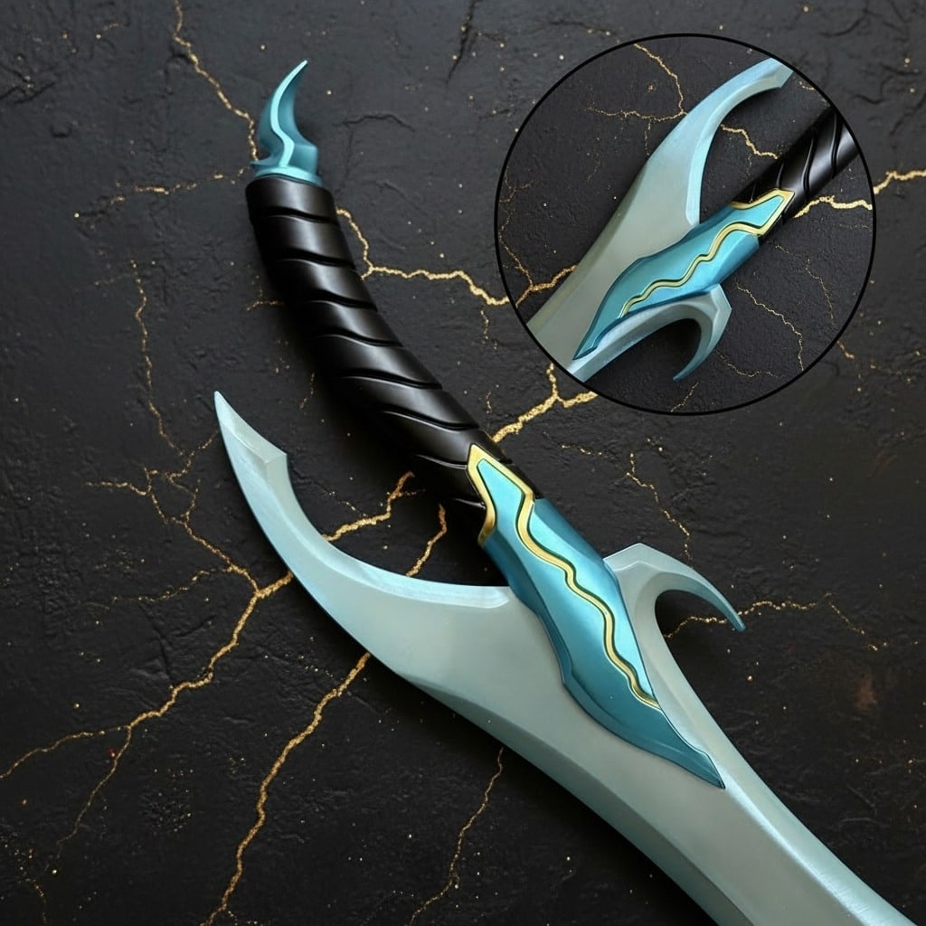 24" Stainless Steel Anime Fantasy Blade Replica with Display Stand - 4
