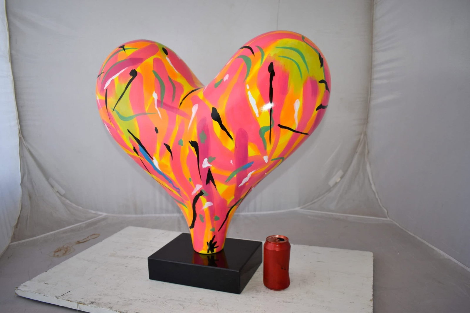 Eclectic Multicolor Heart 3D Statue on Black Base Size: 24" x 12" x 25"H - 4