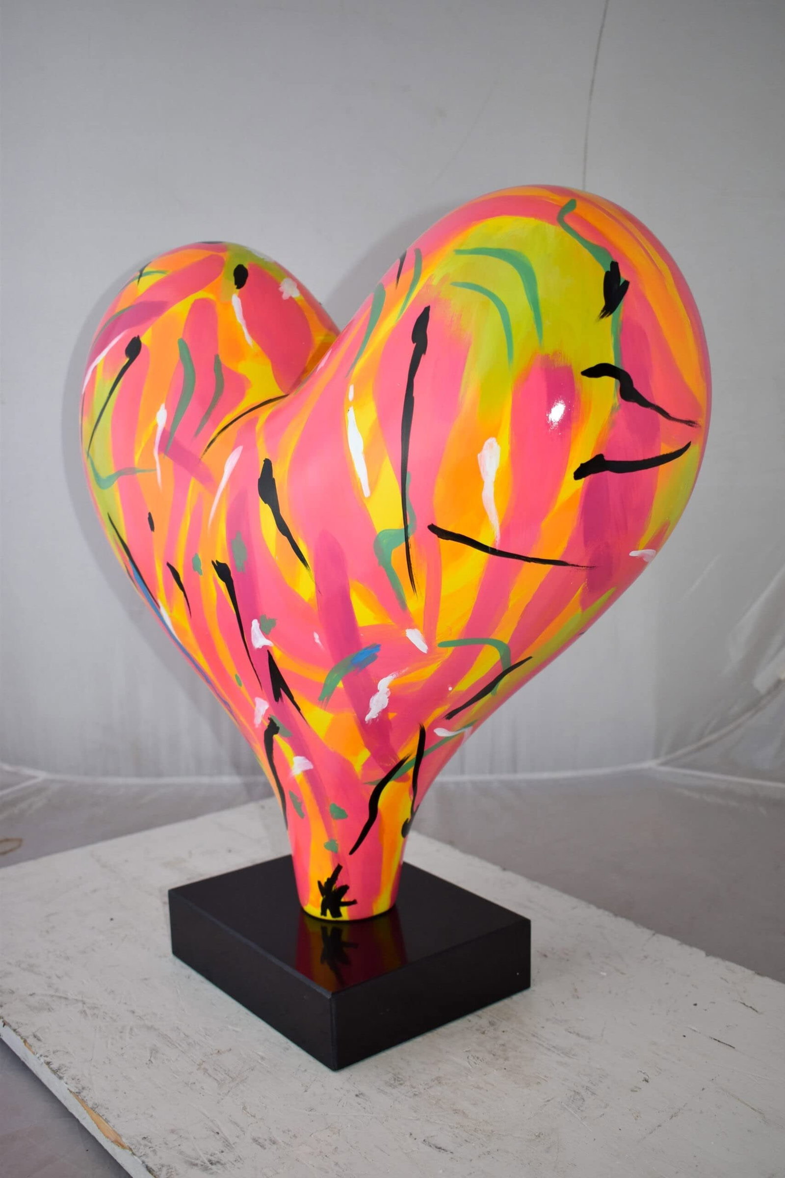 Eclectic Multicolor Heart 3D Statue on Black Base Size: 24" x 12" x 25"H - 5