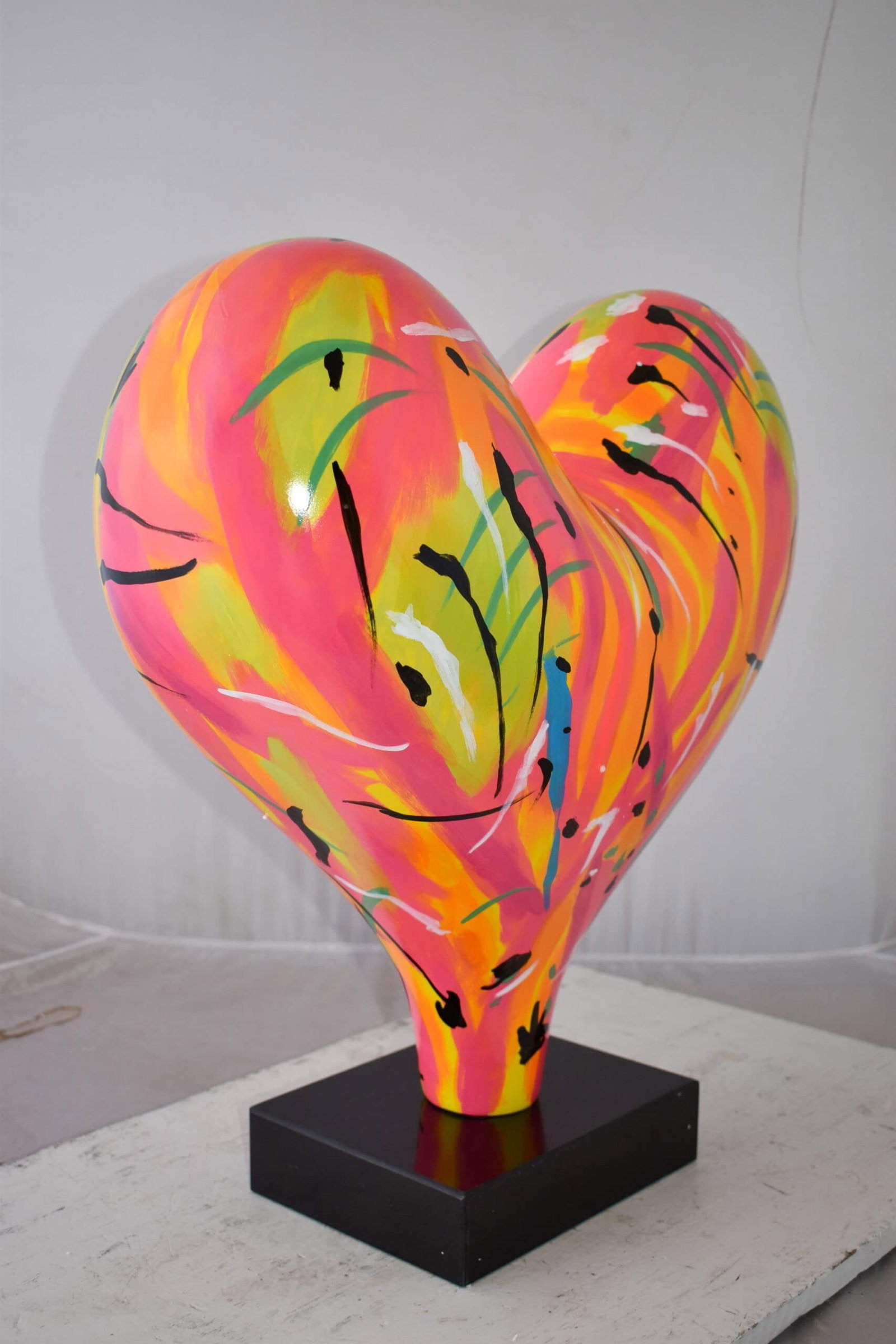Eclectic Multicolor Heart 3D Statue on Black Base Size: 24" x 12" x 25"H - 7
